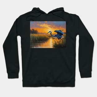 Blue Heron in a Marsh Hoodie